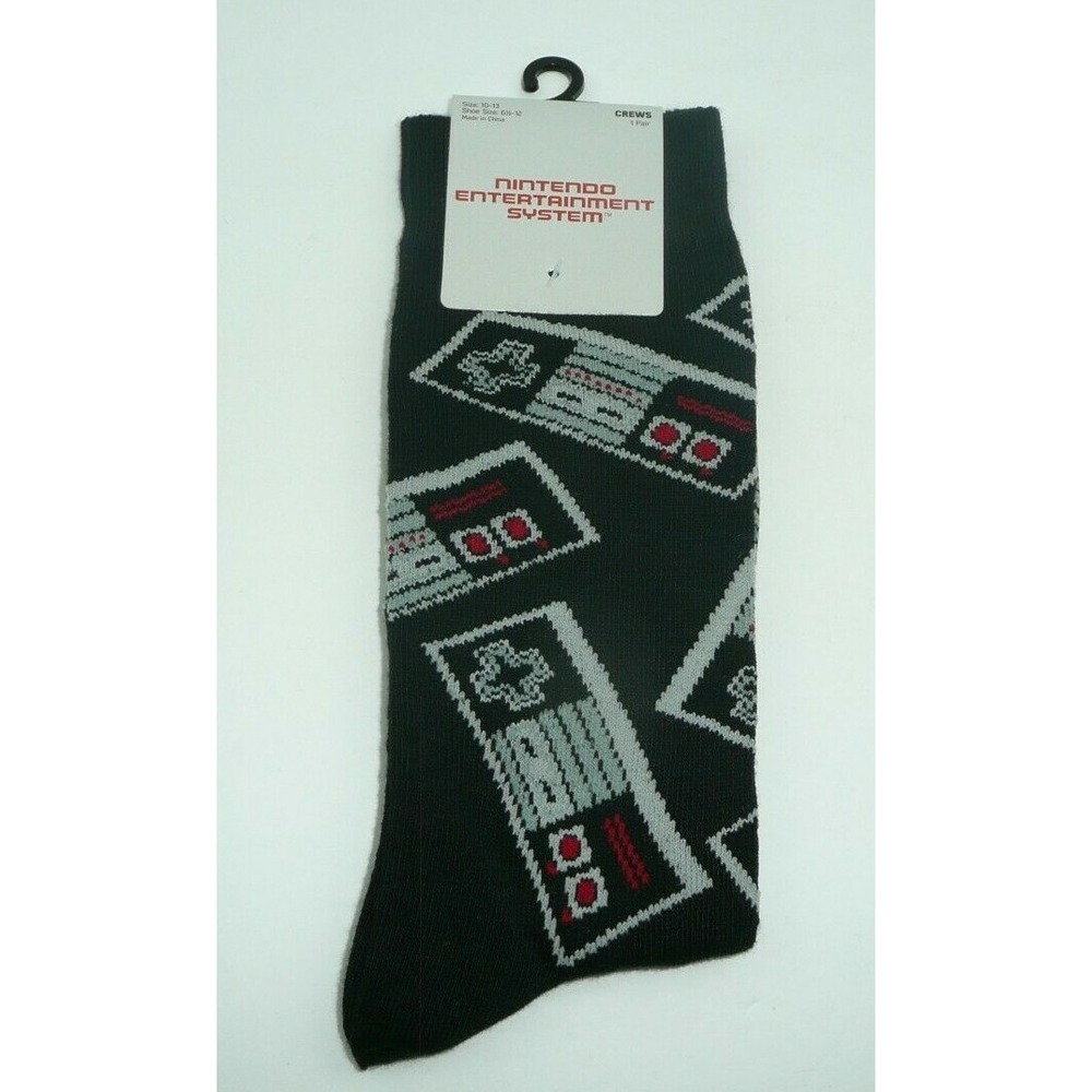 Classic Nintendo Controller 1 Pair Men's Crew Socks Black NES Control Pad Gift